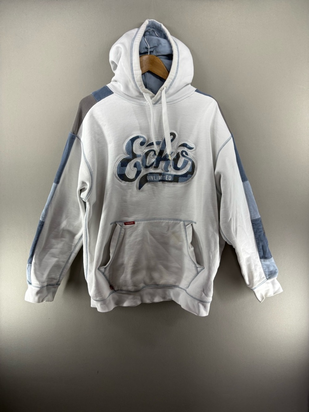 Vintage Y2K Ecko Unltd Hoodie Adults XL White/Blue Sweatshirt Skate Grunge